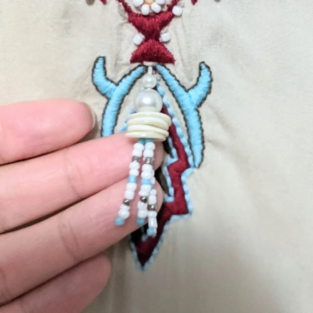R CINCO RANCH Embroidered Beaded Tunic Top S - Picture 3 of 8